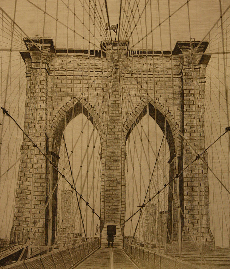 770x900 Brooklyn Bridge Drawing By Roozbeh Mirebrahimi
