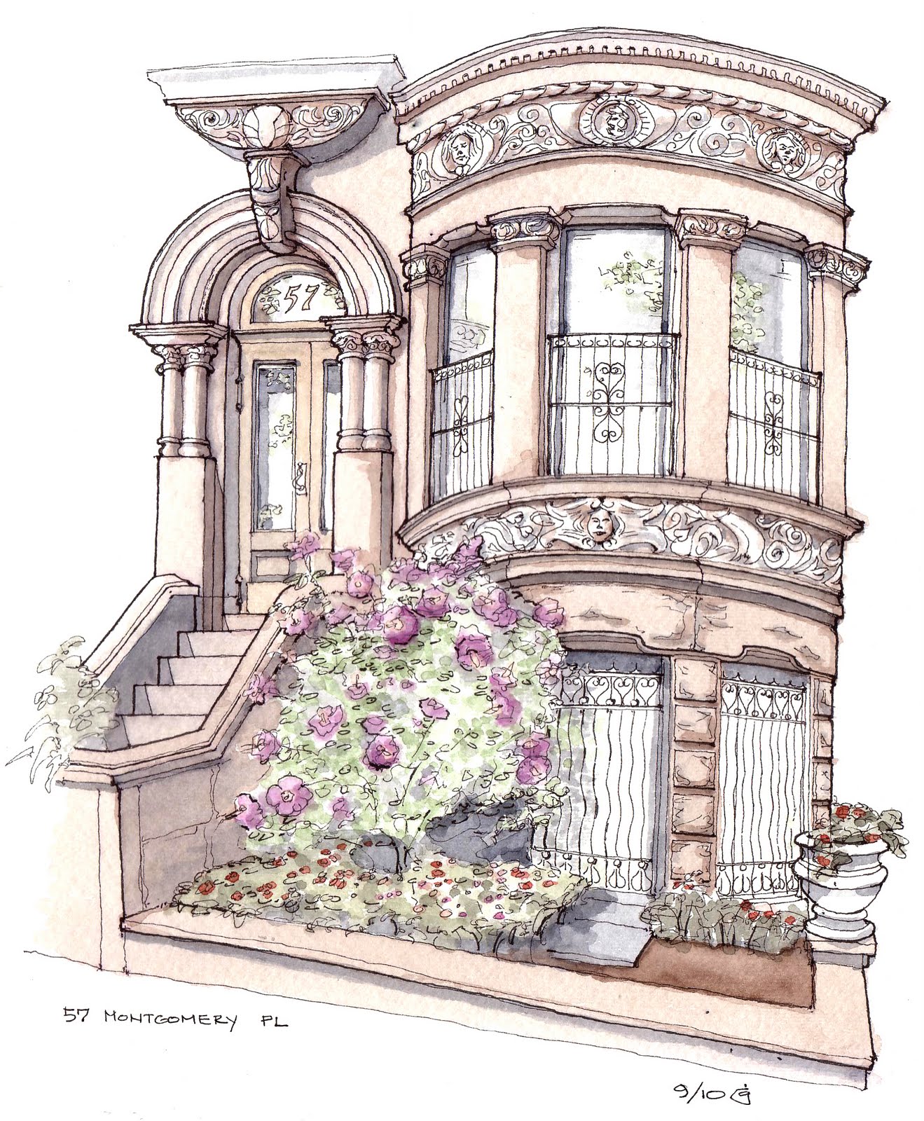1319x1600 Park Slope Sketch Rose Of Sharon Townhouse On Montgomery Place