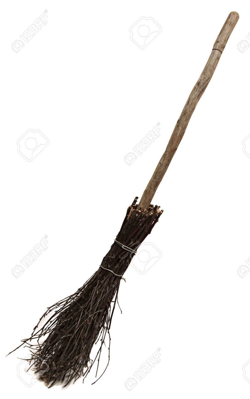814x1300 Old Wicked Broom Isolated On White Witch's Broomstick. A Besom
