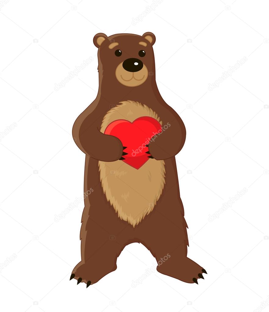 882x1023 Cute Big Brown Bear Standing On Its Hind Legs And Keeps The Heart