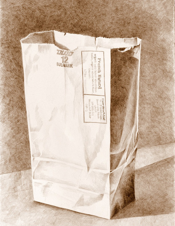 570x737 Art Drawing Brown Paper Bag 1 Sepia Pencil