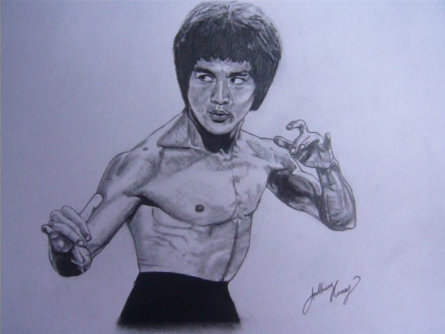 640x480 Bruce Lee Portrait Drawing By Loaded88