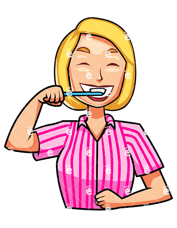 585x755 A Woman Brushing Her Teeth While Smiling