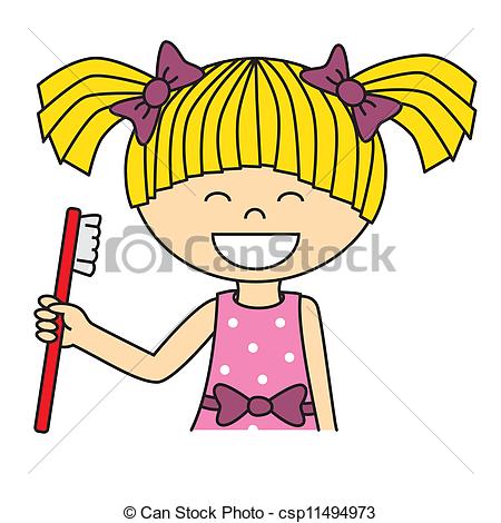 450x470 Girl Brushing Her Teeth Vectors Illustration