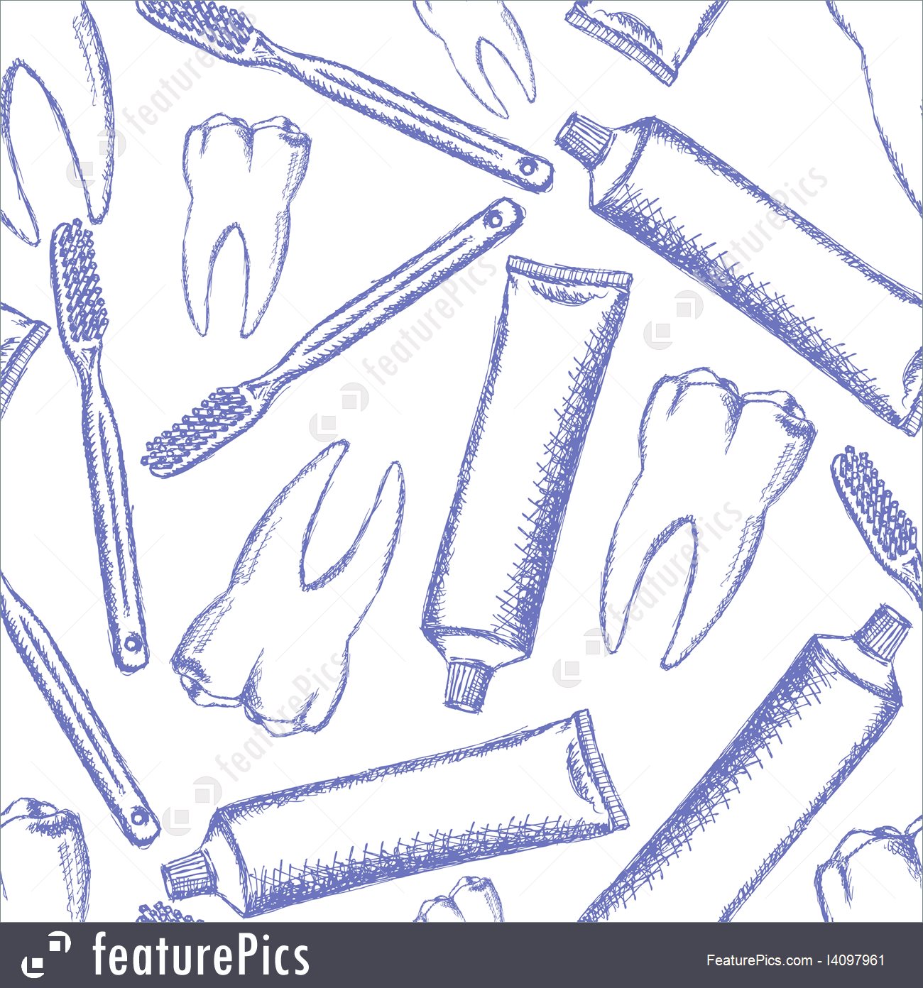 1300x1392 Sketch Tooth Paste, Tooth Brush And Teeth, Vector Pattern