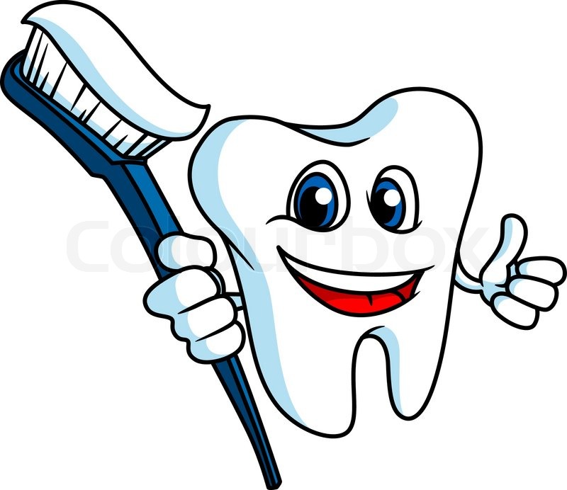 800x692 Smiling Tooth In Cartoon Style With Tooth Brush For Hygiene