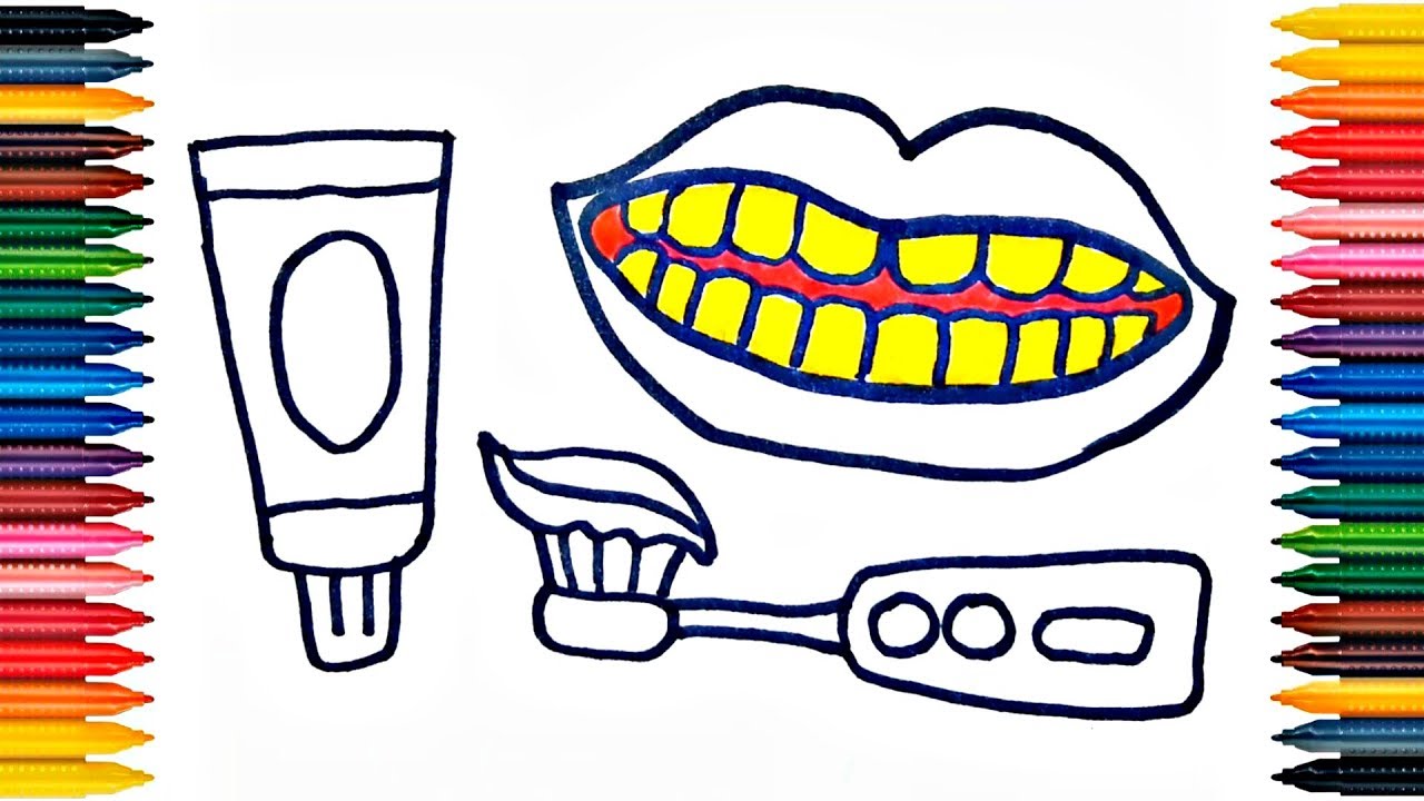 1280x720othpaste, Brush And Teeth Drawing Brush Coloring Page How