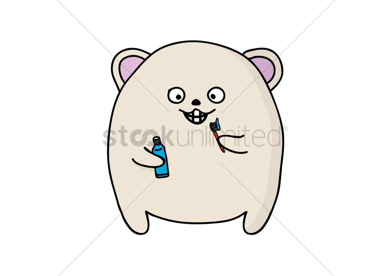 1300x919 Cute Animal Brushing Teeth Vector Image