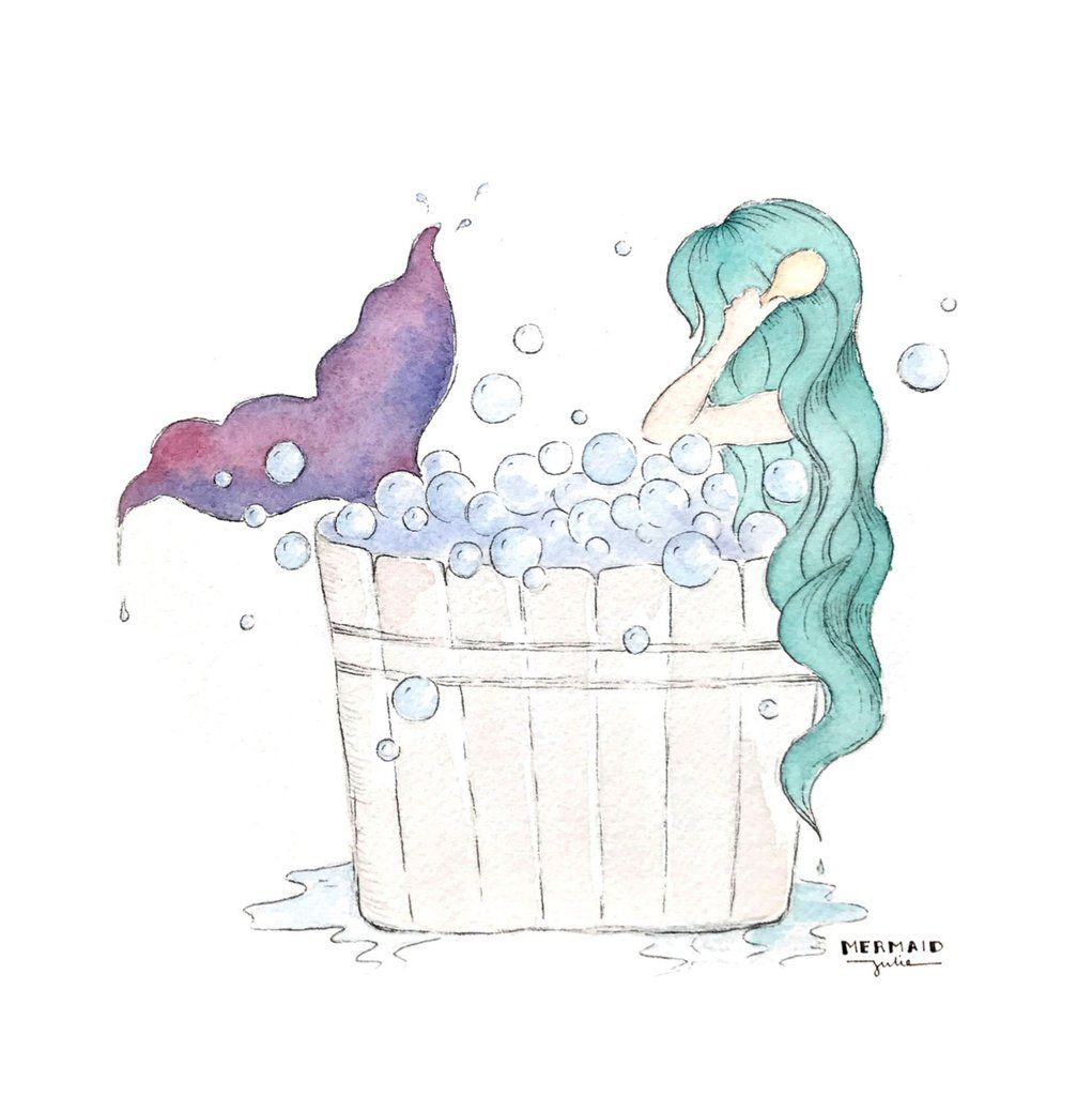 1021x1024 Mermaid Bubble Bath Art Prints Set Of 4, 5x5 Bathroom Artwork