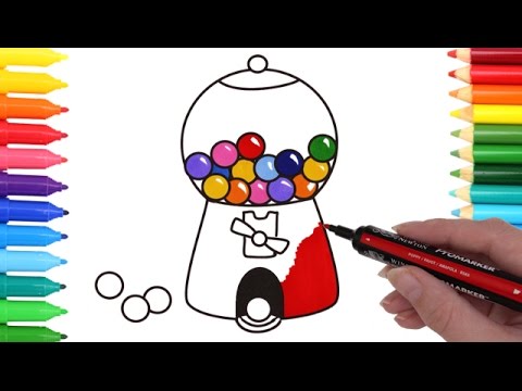 480x360 Bubble Gum Coloring Book Drawing Gumball Machine Art Colors