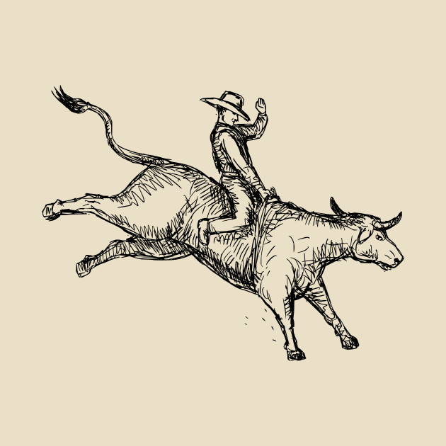 630x630 Bull Riding Rodeo Cowboy Drawing