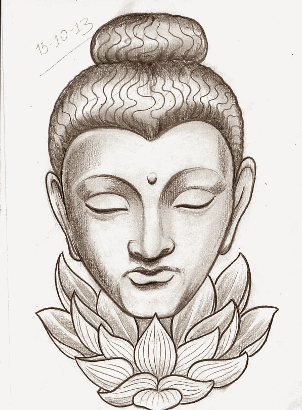 597x810 Incredible Buddha Head With Lotus Flower Tattoo Design Design