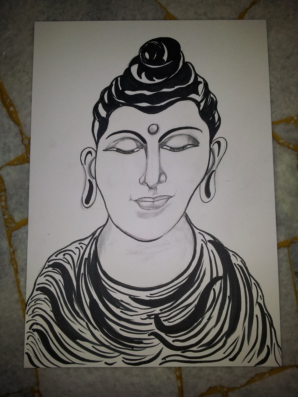 1024x1365 Buddha Sketch Image