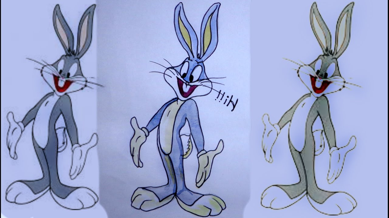 1280x720 Rabbit Face 3d Line Drawing Bugs Bunny Cartoons How To Draw Bugs