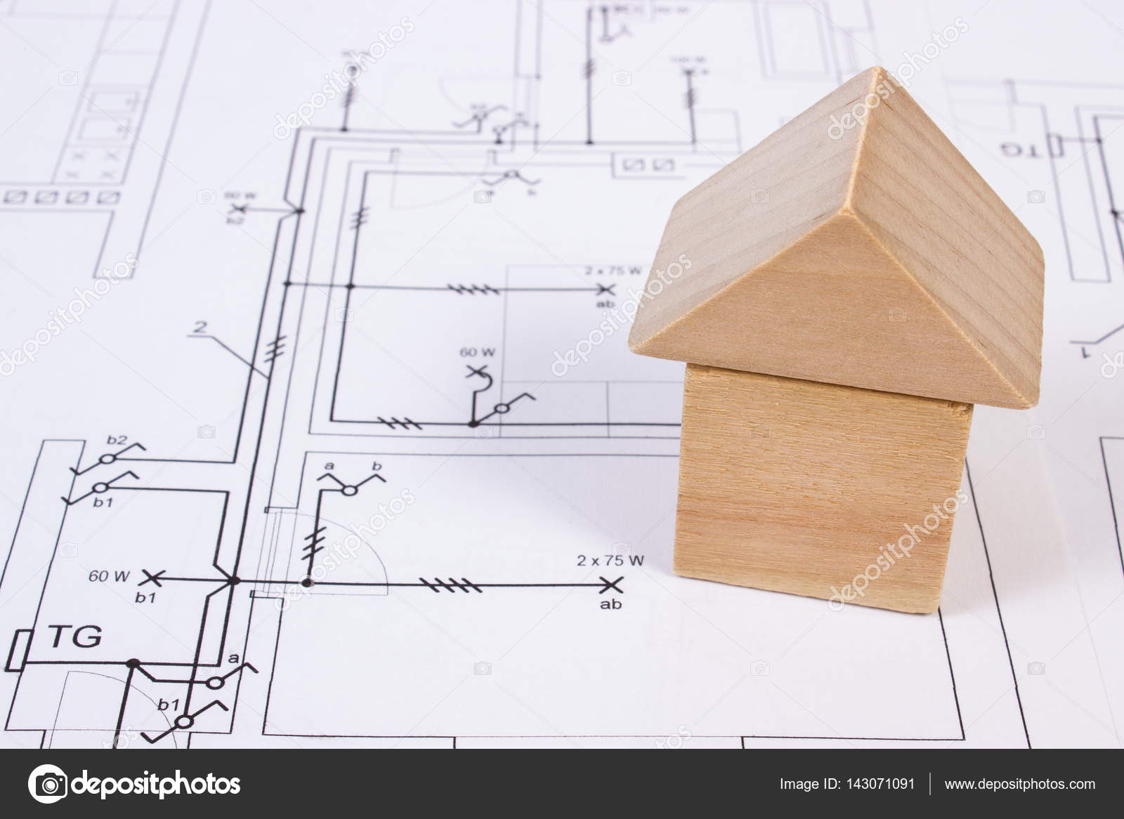 1600x1167 House Of Wooden Blocks On Construction Drawing Of House, Building