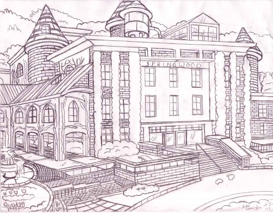 900x700 An Old Building Drawing By Simpspin