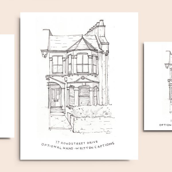 600x600 Custom House Drawing (Multiple Sizes) Minnie Small