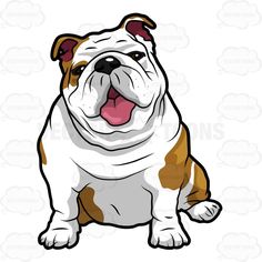 236x236 Wrinkly English Bulldog Sitting With Its Mouth Open English