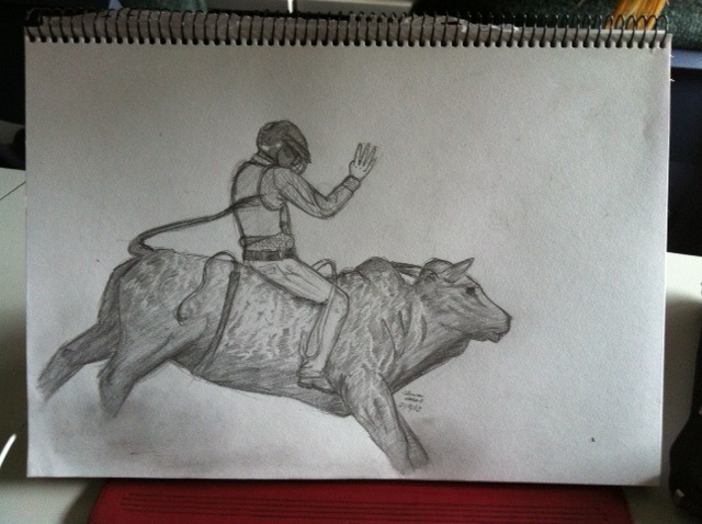 640x478 Bull Rider Sketch By Wolfgal04