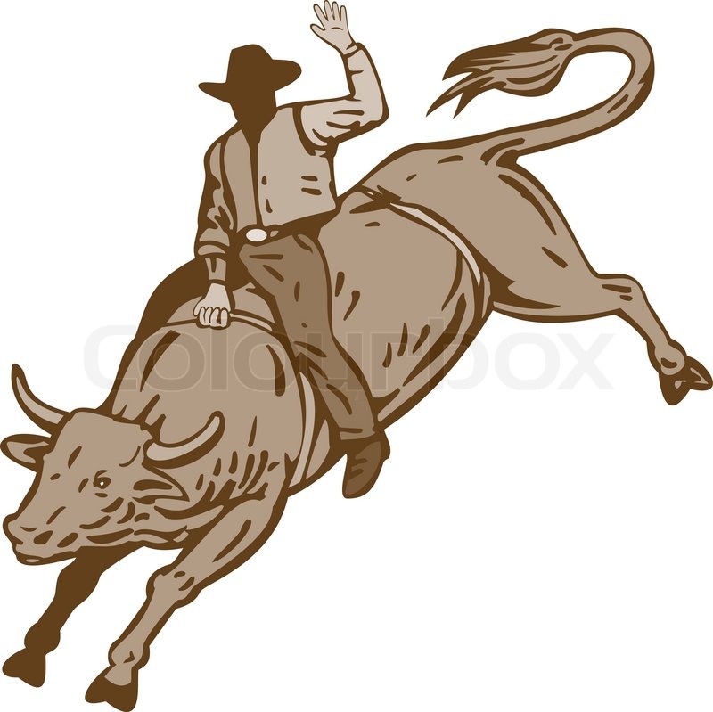 800x799 Rodeo Cowboy Bull Riding Stock Vector Colourbox