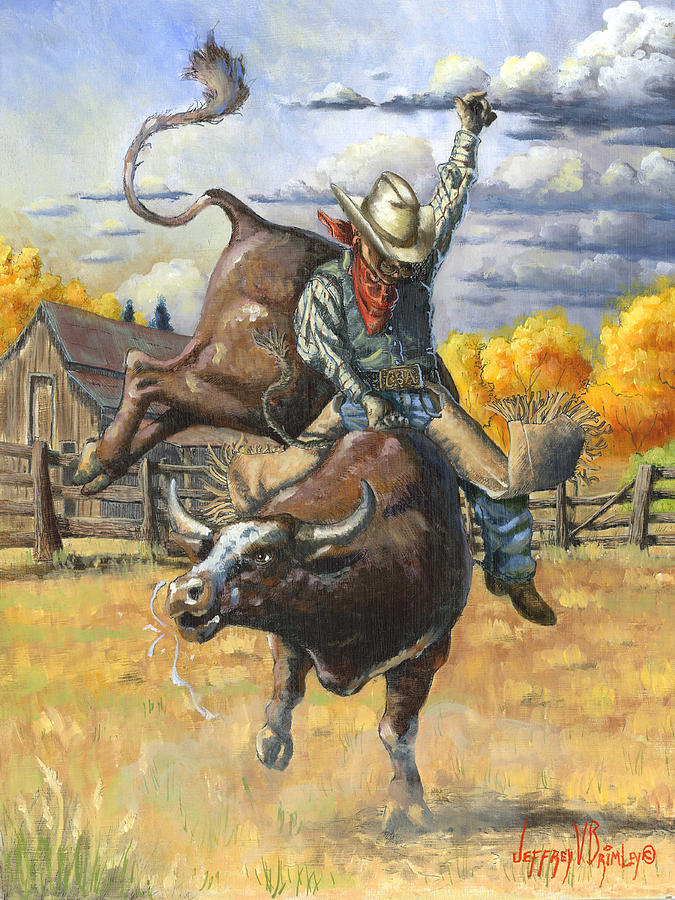 675x900 Texas Bull Rider Painting By Jeff Brimley