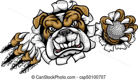 450x261 Bulldog Golf Sports Mascot. A Bulldog Angry Animal Sports