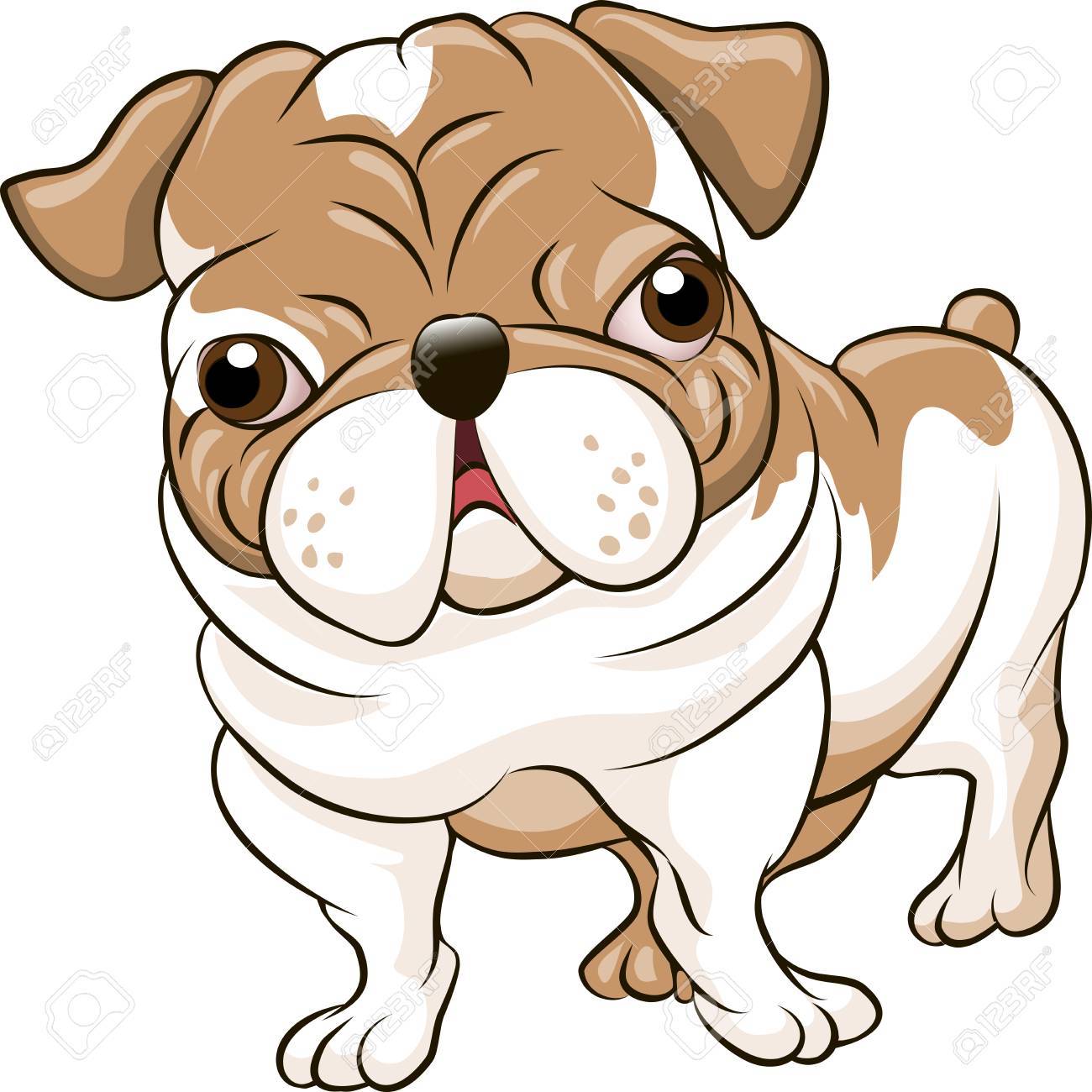 1300x1300 Funny Illustration With Bulldog Puppy Drawn In Cartoon Style
