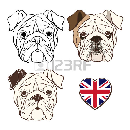 450x450 English Bulldog Face And French Bulldog Face With Heart Flags