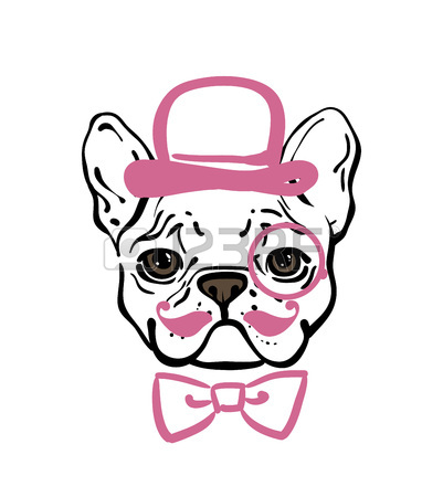 401x450 Set Of Hand Drawn Vector French Bulldogs. Illustration In Line