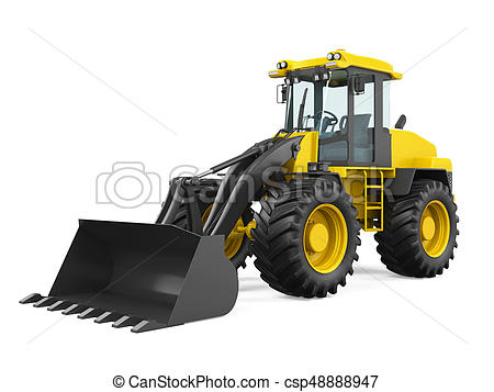 450x357 Wheel Loader Bulldozer Isolated On White Background. 3d Drawing