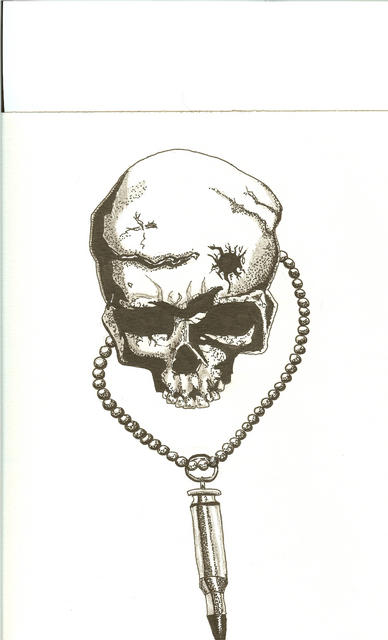388x640 Skull With Bullet Hole By Mazadamsart