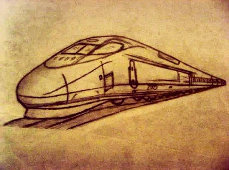 768x572 Train Sketch Drawing By Ivan Patino