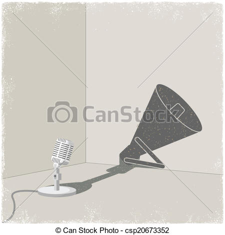 450x470 Microphone Casting Shadow Of Bullhorn In Vector Clipart Vector