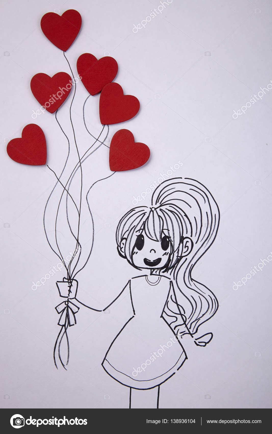 1067x1700 Girl Holding Heart Shaped Balloons Stock Photo Eskaylim