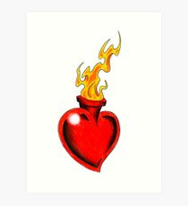 210x230 Burning Heart Drawing Art Prints Redbubble