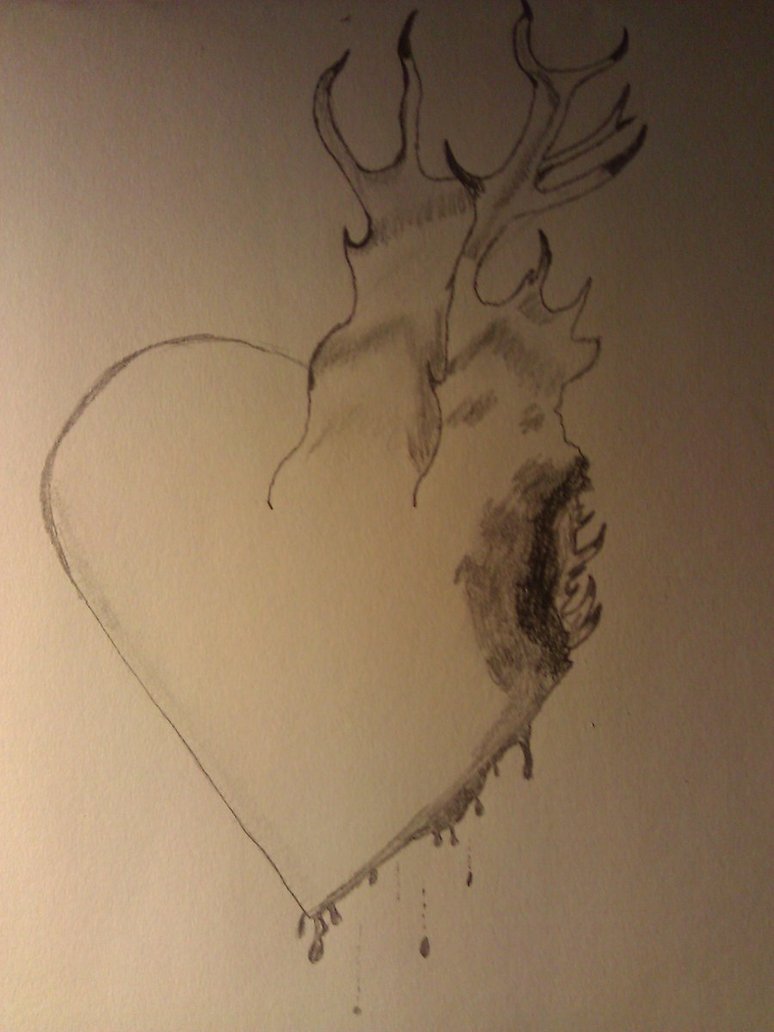 774x1032 Burning Heart Drawing By Shlappid