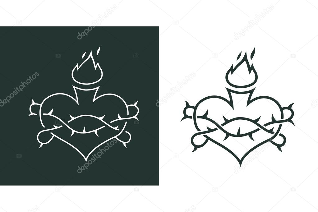 1023x682 Burning Heart Tattoo Stock Vector Spalenyy