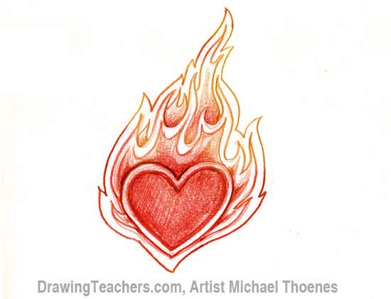 550x421 To Draw A Heart With Flames