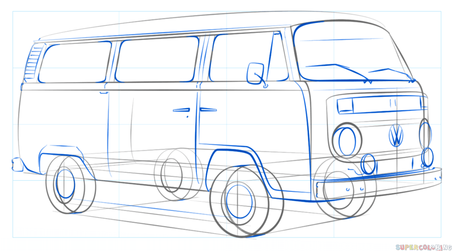 900x501 How To Draw A Vw Bus Step By Step Drawing Tutorials