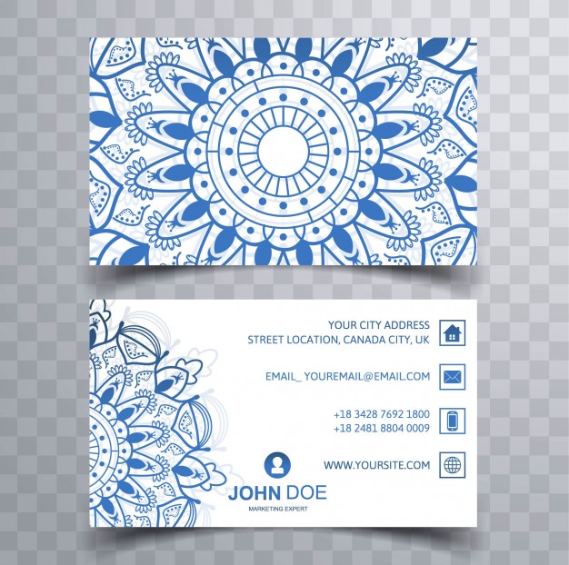 626x622 Business Card With Mandala Drawing Vector Free Download
