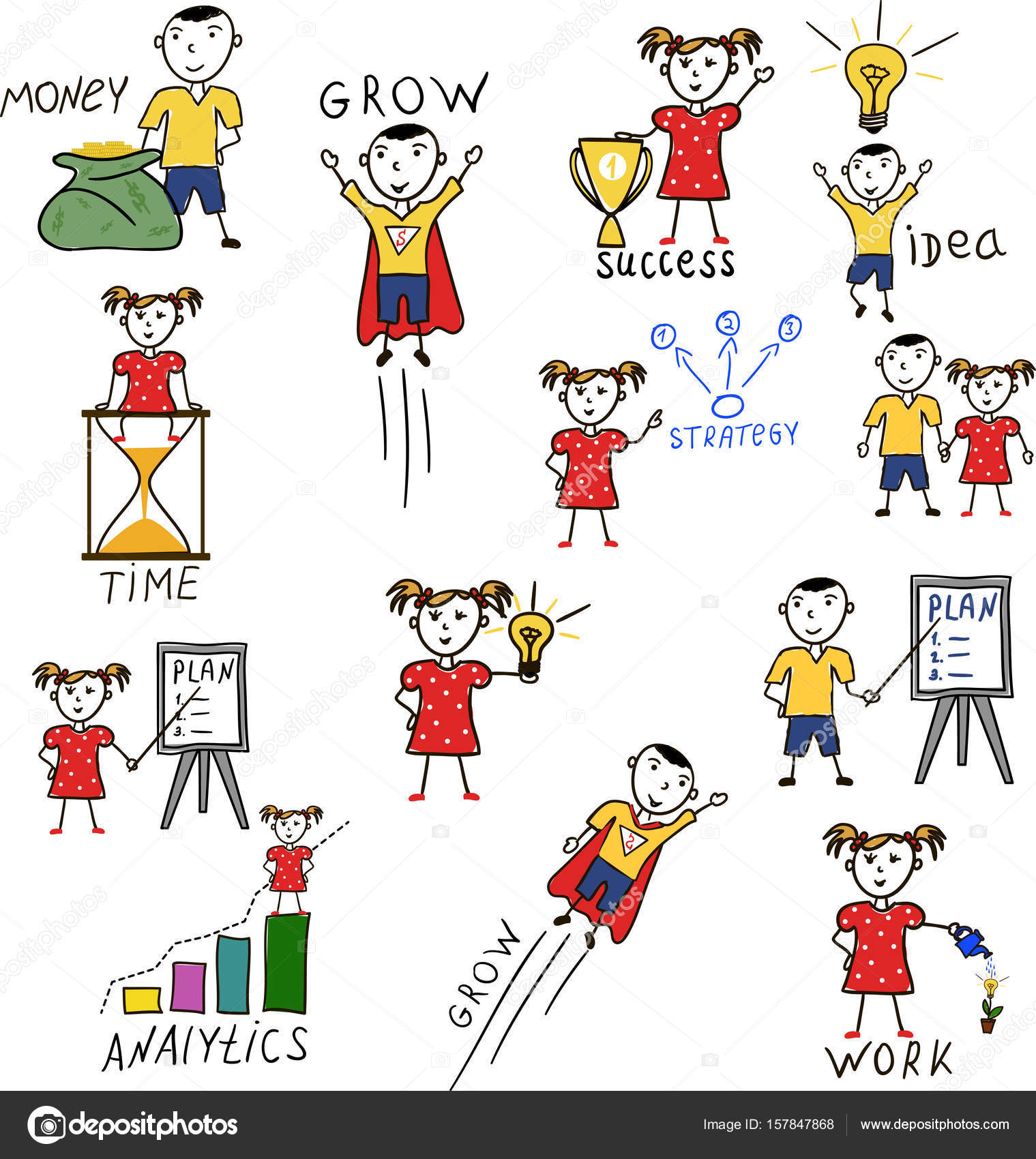 1519x1700 Business Kids Hand Drawing Cartoon Characters Stock Vector