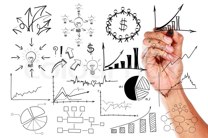 800x533 Hand Drawing A Chart Writing Business Idea Concept Stock Photo