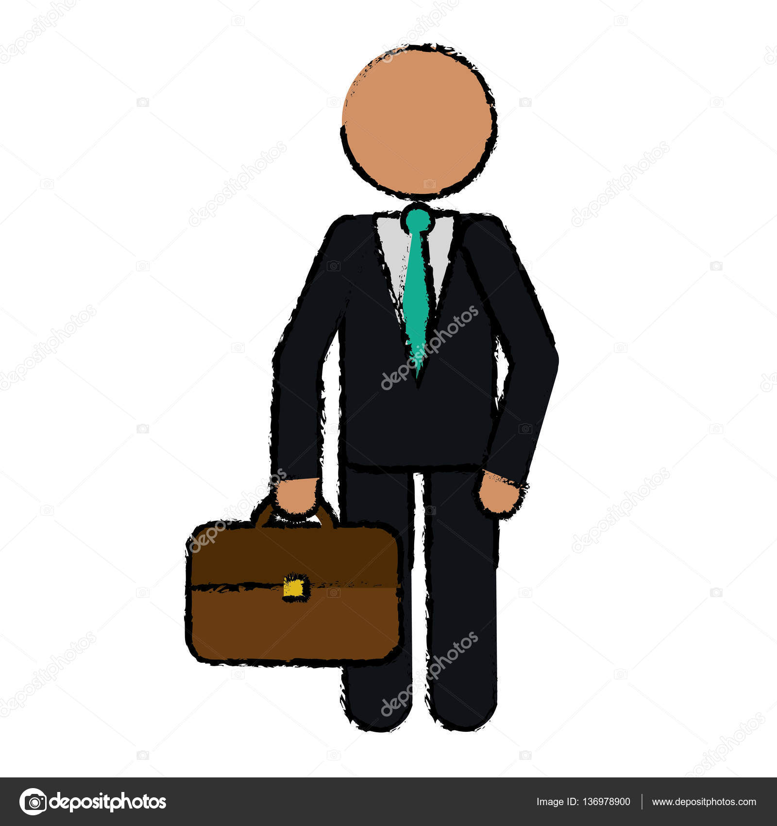 1600x1700 Drawing Character Business Man With Suit Portfolio Stock Vector
