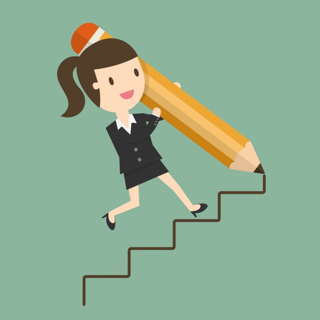 626x626 Businesswoman Drawing Stairs Vector Free Download