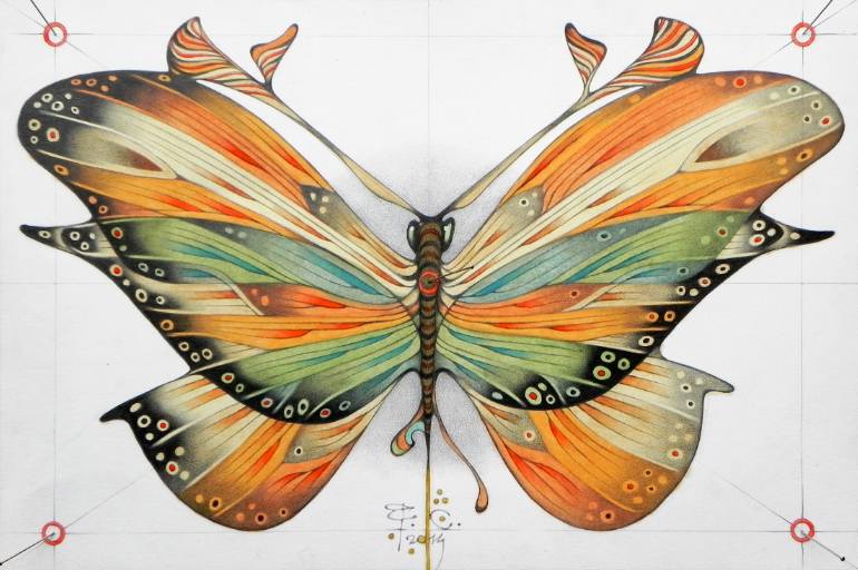 770x512 Saatchi Art Butterfly Drawing By Federico Cortese