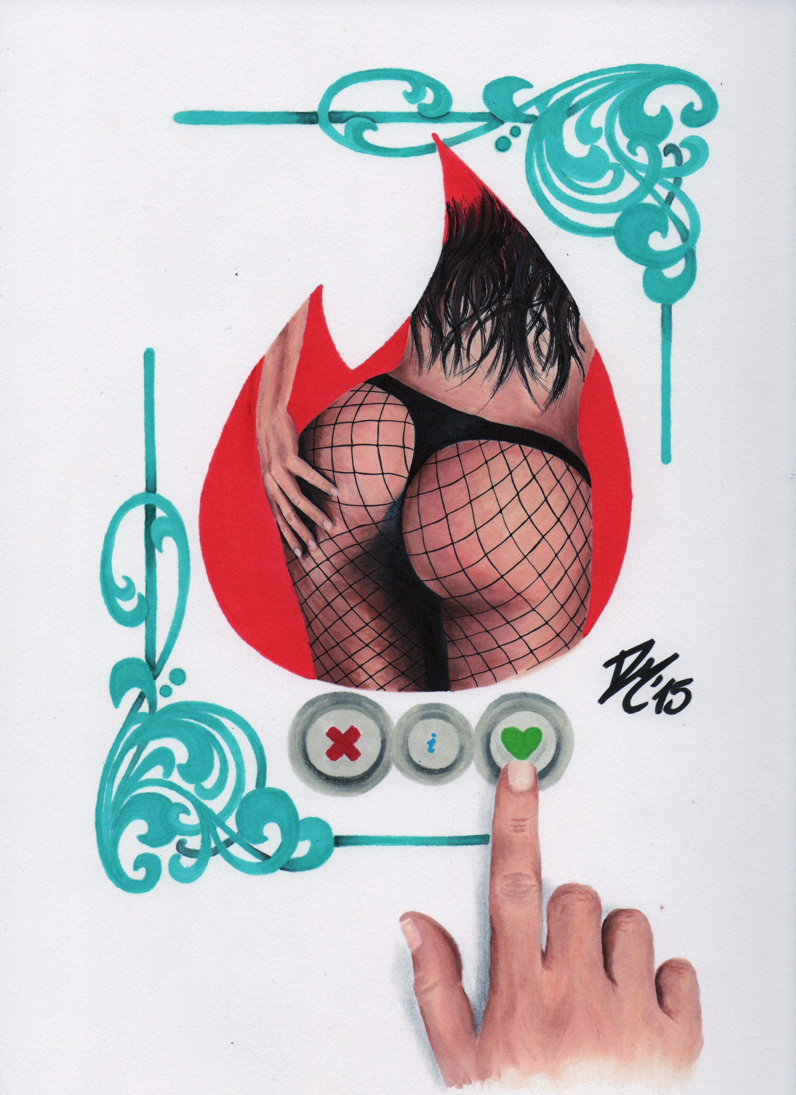2550x3508 Tinder Butt Drawing Color