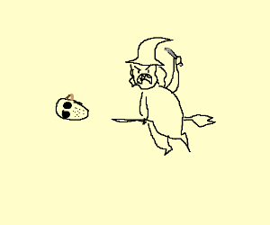 300x250 Angry Witch With Butter Knife Loses Mask (Drawing By Wingiestbird)