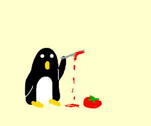 300x250 Mad Penguin With Ketchup On Butter Knife