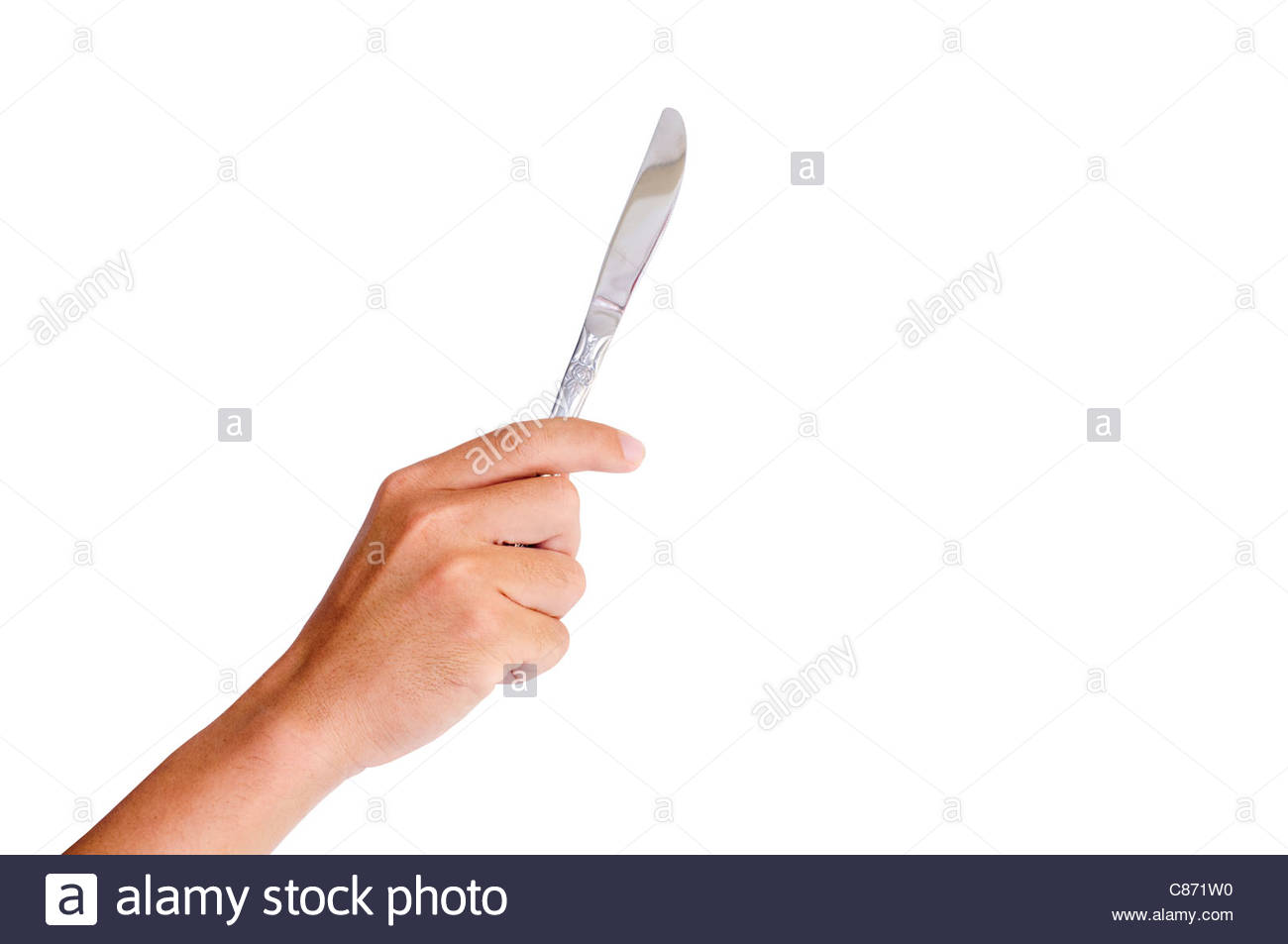 1300x953 Man Hand Holding A Butter Knife, Isolated With Clipping Path