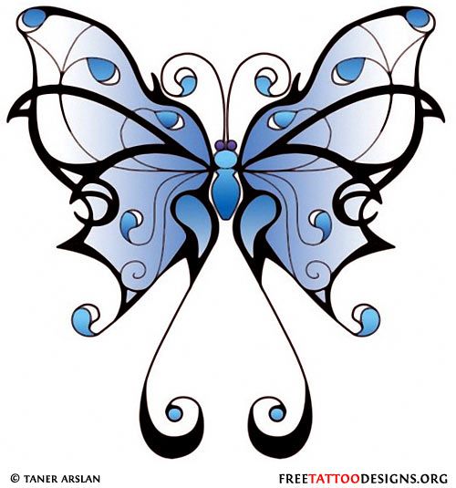500x535 Girly Butterfly Tattoo (Blue) Tattoos Butterfly